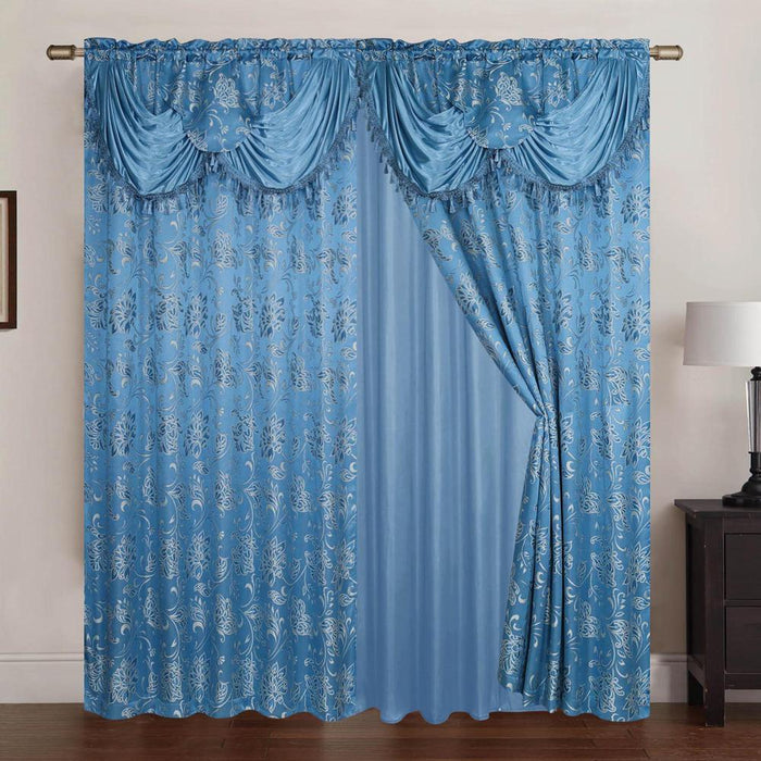 Rt Designers Collection Clayton 2-Piece Double Panel High-Quality Room Darkening Grommet Curtain - Each Panel 54" X 84" Blue