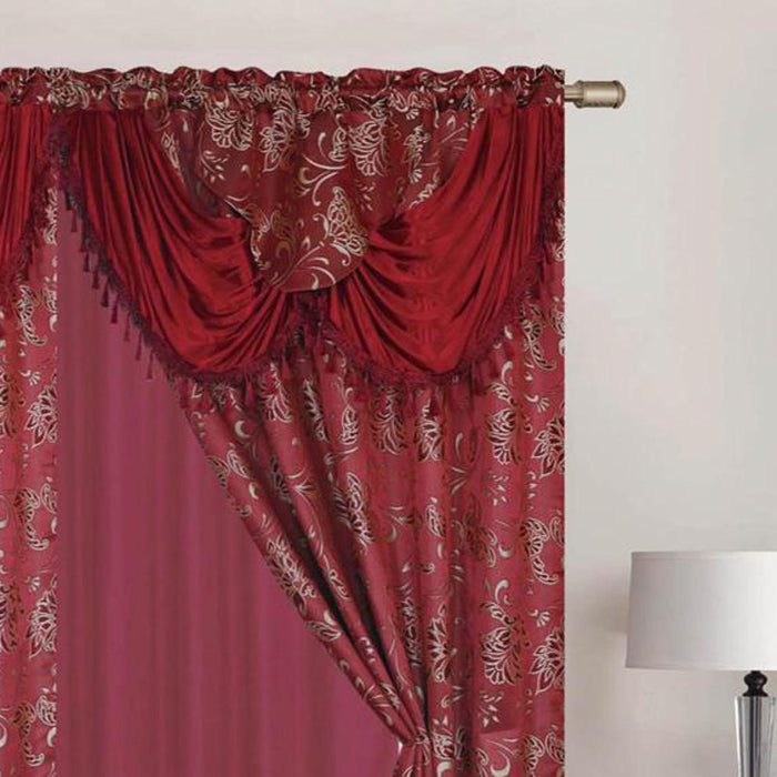 Rt Designers Collection Clayton 2-Piece Double Panel Elegant Thermal Insulated Grommet Curtain Panels - Each Panel 54" X 84" Burgundy