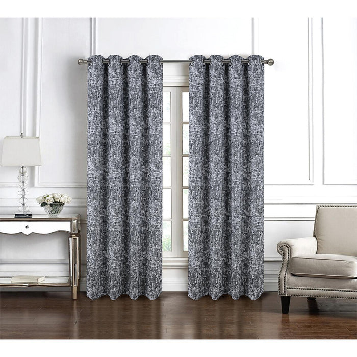 RT Designer Collection Cambridge Jacquard Luxurious Decorative Grommet Curtain Panel 54" x 90" Charcoal