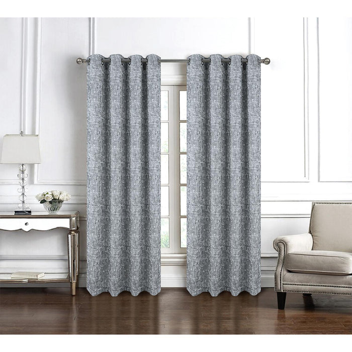 RT Designer Collection Cambridge Jacquard Luxurious Decorative Grommet Curtain Panel 54" x 90" Silver