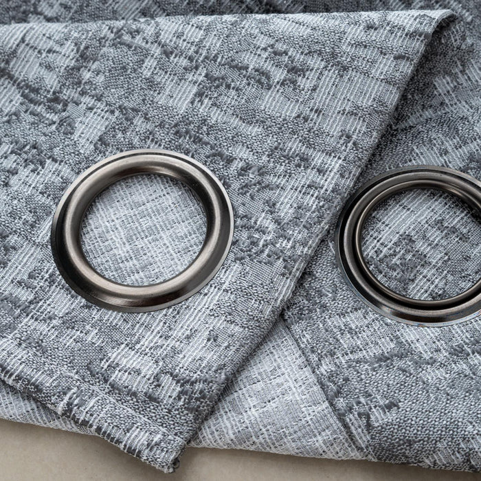 RT Designer Collection Cambridge Jacquard Luxurious Decorative Grommet Curtain Panel 54" x 90" Silver