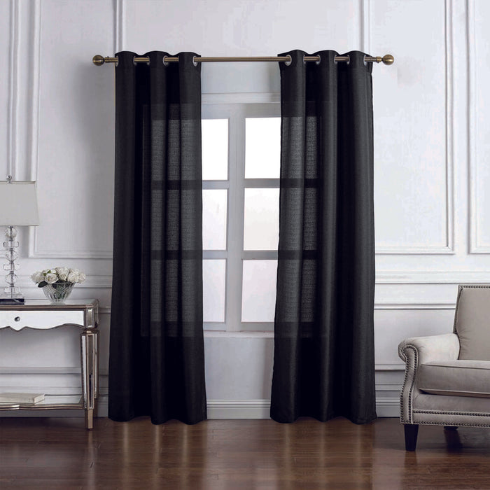 RT Designers Collection Cole Textured Grommet Room Darkening Curtain Panel Black