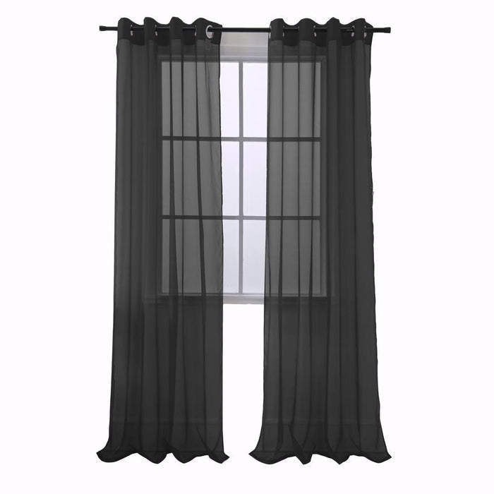 RT Designers Collection Cara One Sheer Grommet Light Filtering Curtain Panel 54" x 90" Black