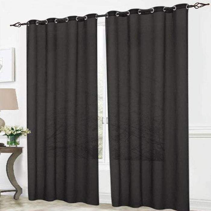 RT Designers Collection Cara One Sheer Grommet Light Filtering Curtain Panel 54" x 90" Black