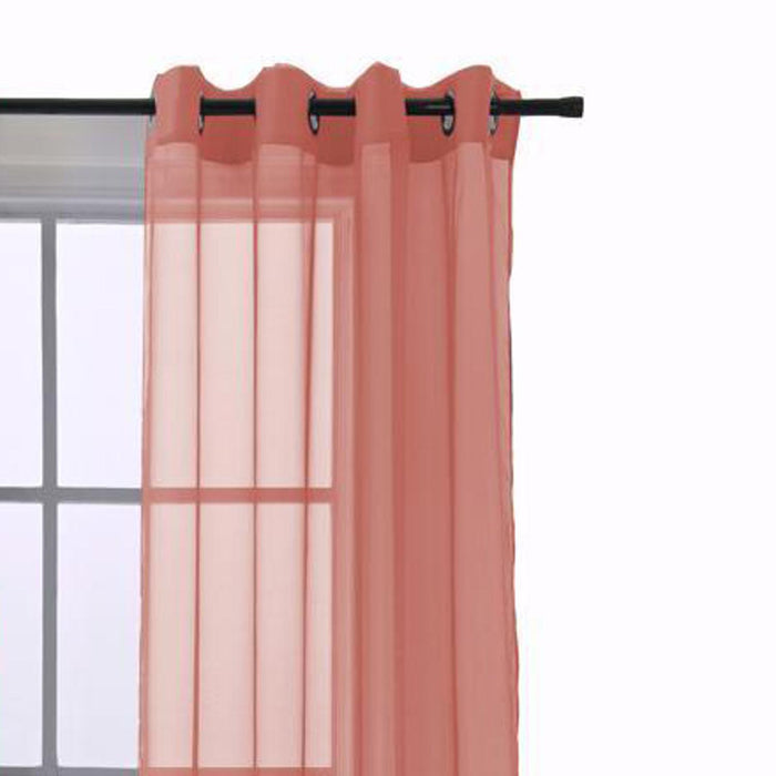 RT Designers Collection Cara One Sheer Grommet Light Filtering Curtain Panel 54" x 90" Coral
