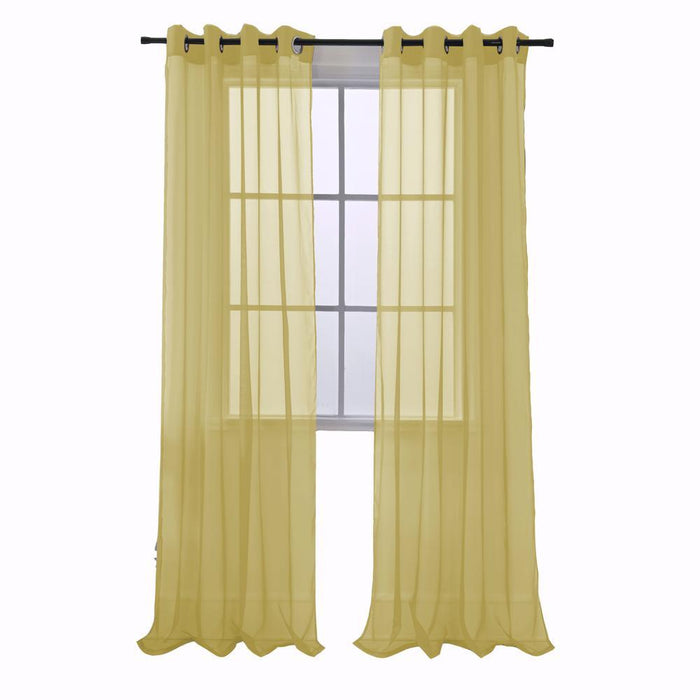 RT Designers Collection Cara One Sheer Grommet Light Filtering Curtain Panel 54" x 90" Gold