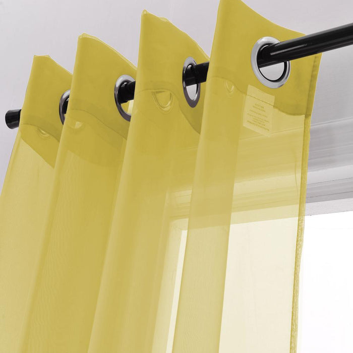 RT Designers Collection Cara One Sheer Grommet Light Filtering Curtain Panel 54" x 90" Gold