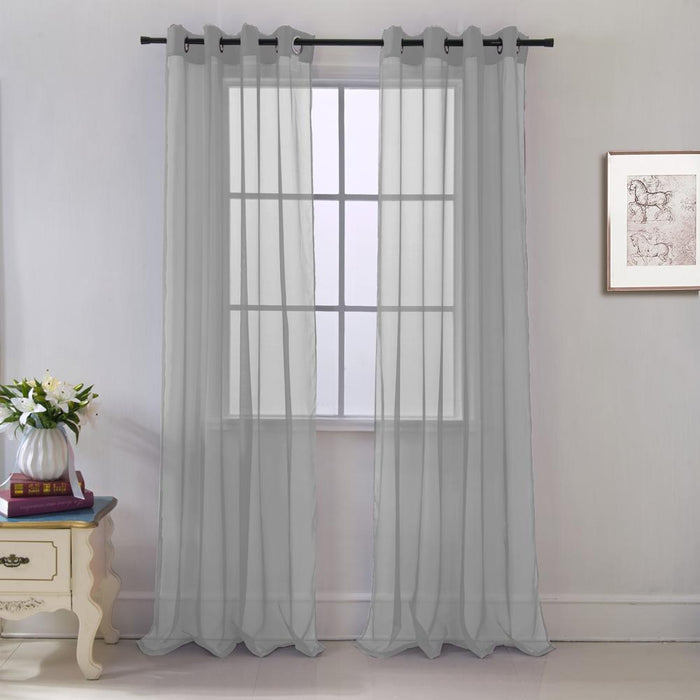 RT Designers Collection Cara One Sheer Grommet Light Filtering Curtain Panel 54" x 90" Grey