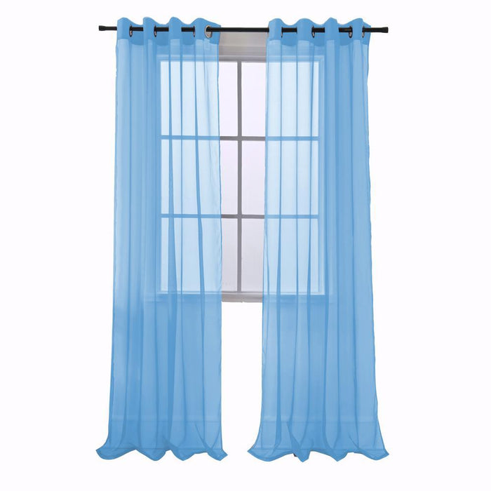 RT Designers Collection Cara One Sheer Grommet Light Filtering Curtain Panel 54" x 90" Neon Blue