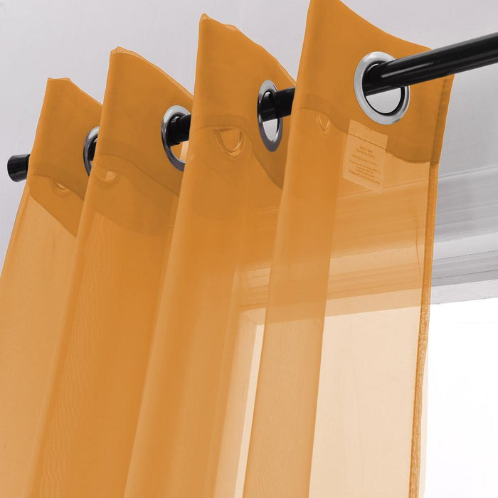 RT Designers Collection Cara One Sheer Grommet Light Filtering Curtain Panel 54" x 90" Neon Orange