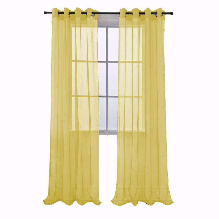 RT Designers Collection Cara One Sheer Grommet Light Filtering Curtain Panel 54" x 90" Neon Yellow