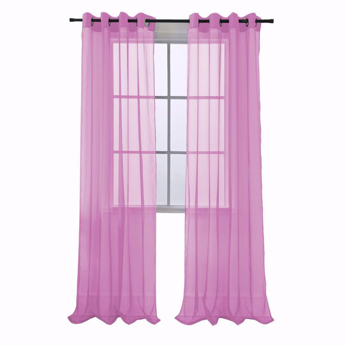 RT Designers Collection Cara One Sheer Grommet Light Filtering Curtain Panel 54" x 90" Pink