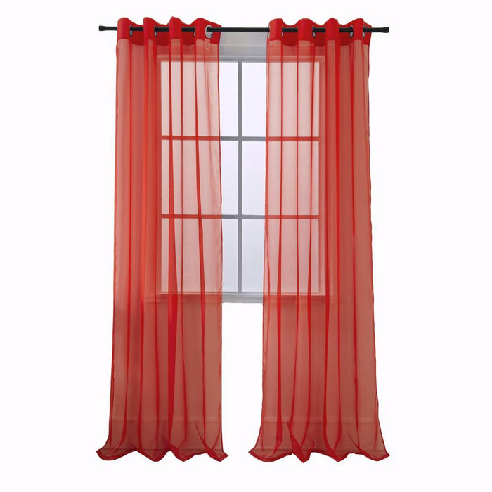 RT Designers Collection Cara One Sheer Grommet Light Filtering Curtain Panel 54" x 90" Red