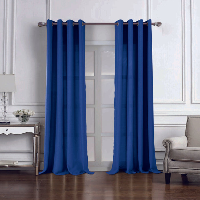 RT Designers Collection Cole Textured Grommet Room Darkening Curtain Panel Navy