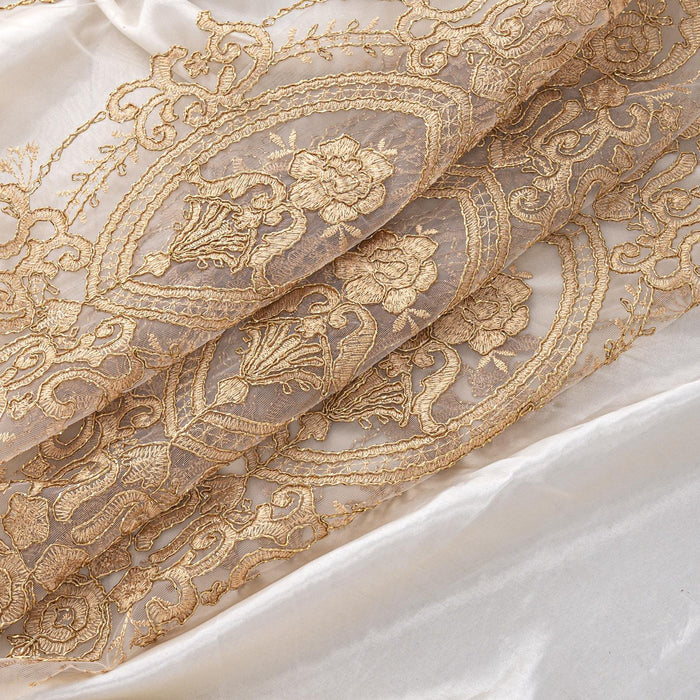 RT Designers Collection Daisy Embroidery Grommet Curtain Panel With Attached Valance 54" x 84" Beige/Gold