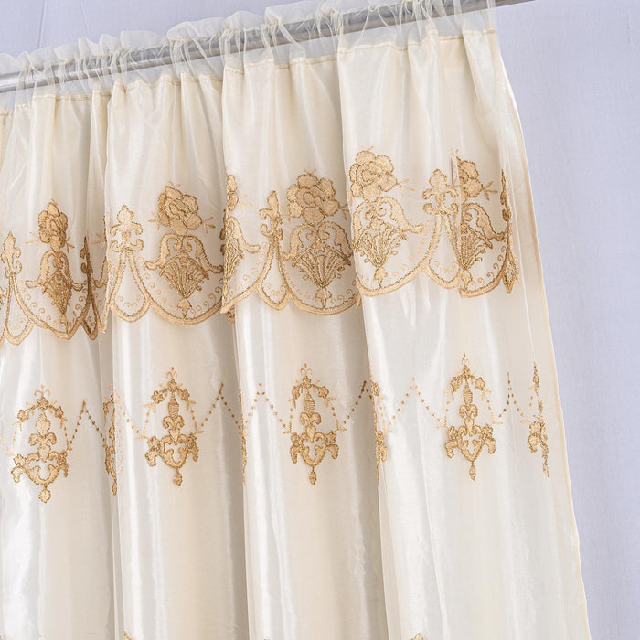 RT Designers Collection Daisy Embroidery Grommet Curtain Panel With Attached Valance 54" x 84" Beige/Gold