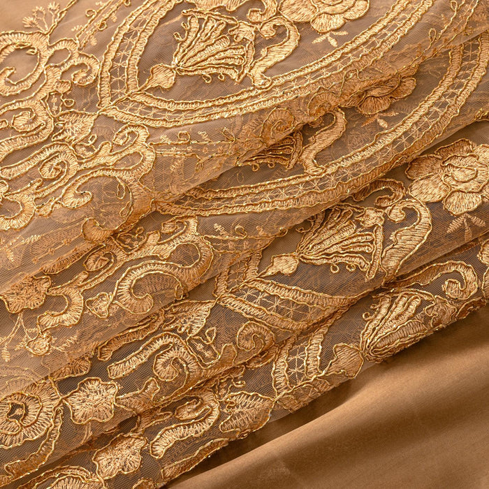 RT Designers Collection Daisy Embroidery Grommet Curtain Panel With Attached Valance 54" x 84" Gold/Gold