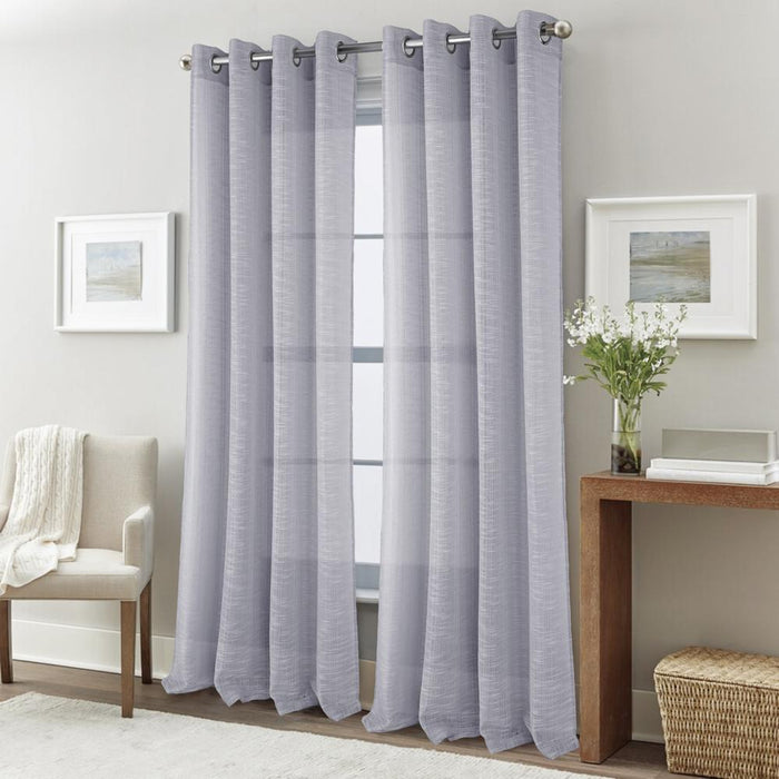 RT Designers Collection Dexter Linen Texture Grommet Light Filtering Window Curtain Panel Silver