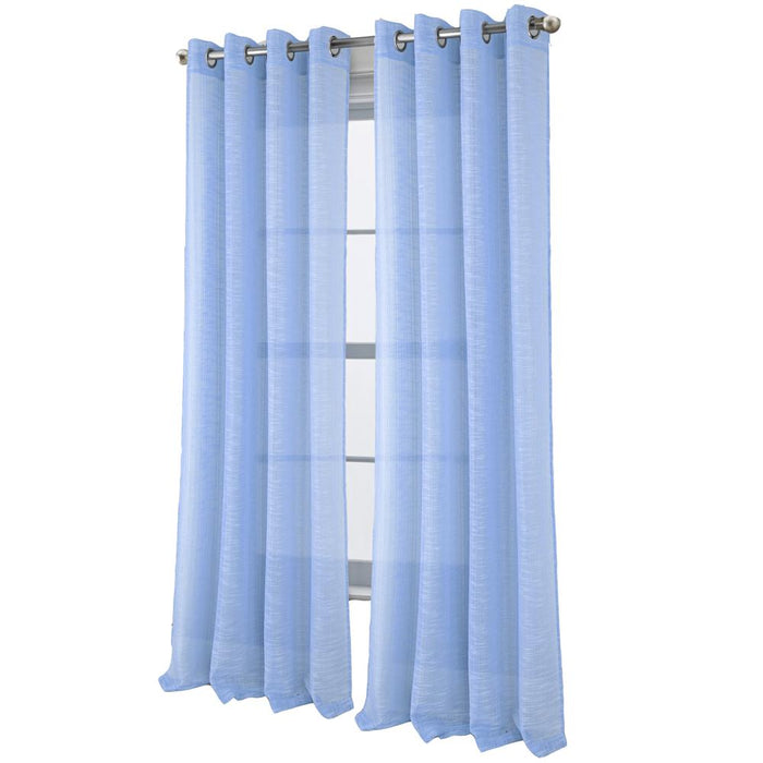 RT Designers Collection Dexter Linen Texture Grommet Sheer Light Filtering Window Curtain Panel 54" x 90" Blue