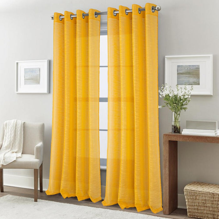RT Designers Collection Dexter Linen Texture Grommet Light Filtering Window Curtain Panel Yellow