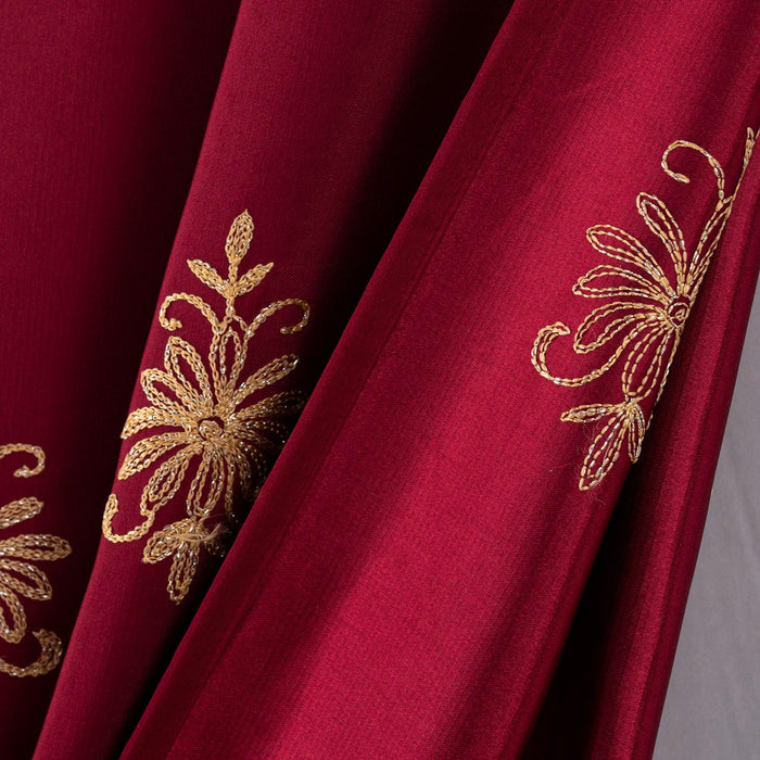 RT Designers Collection Donna Macrame Construction 3" Rod Pocket Curtain Panel Burgundy/Gold