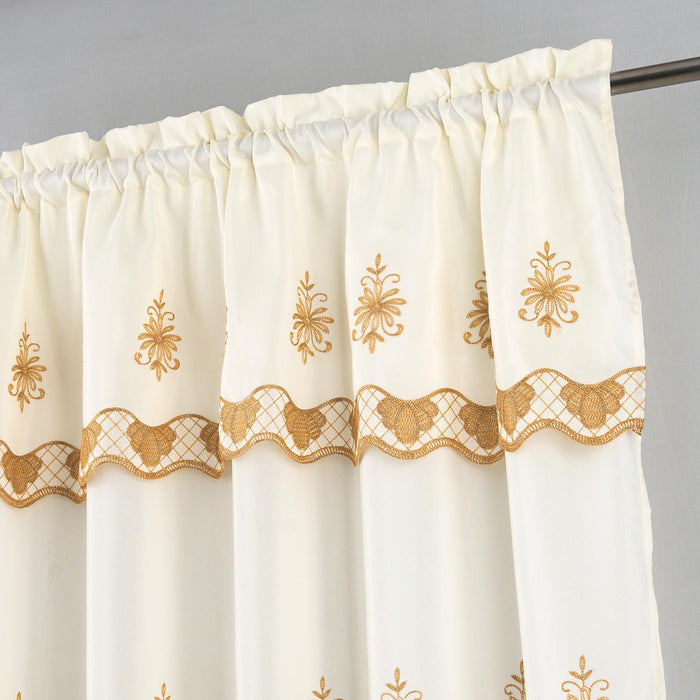RT Designers Collection Donna Macrame Construction 3" Rod Pocket Curtain Panel Beige/Gold