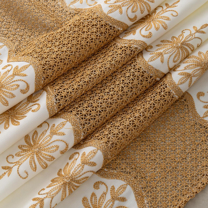 RT Designers Collection Donna Macrame Construction 3" Rod Pocket Curtain Panel Beige/Gold