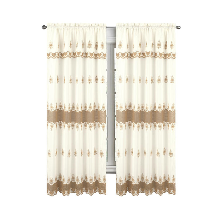 RT Designers Collection Donna Macrame Construction 3" Rod Pocket Curtain Panel Beige/Gold