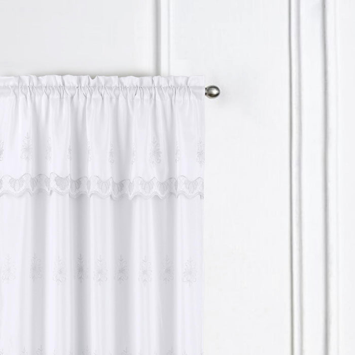 RT Designers Collection Donna Macrame Construction 3" Rod Pocket Curtain Panel White