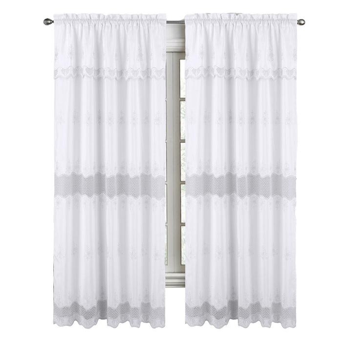 RT Designers Collection Donna Macrame Construction 3" Rod Pocket Curtain Panel White