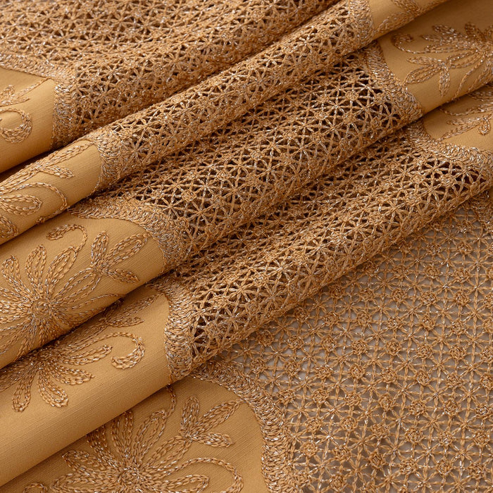 RT Designers Collection Donna Macrame Construction 3" Rod Pocket Curtain Panel Gold