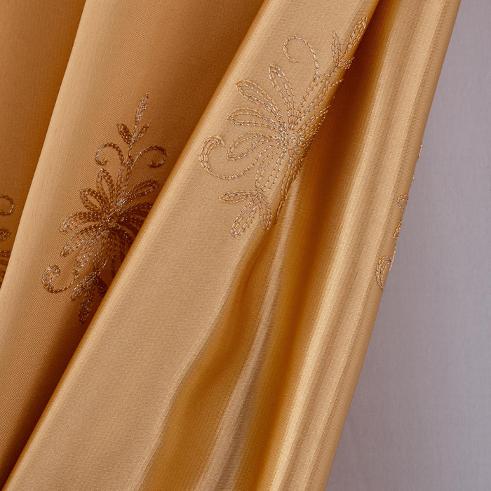 RT Designers Collection Donna Macrame Construction 3" Rod Pocket Curtain Panel Gold