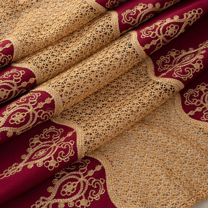 RT Designers Collection Debbie Macrame Construction 3" Rod Pocket Curtain Panel Burg/Gold