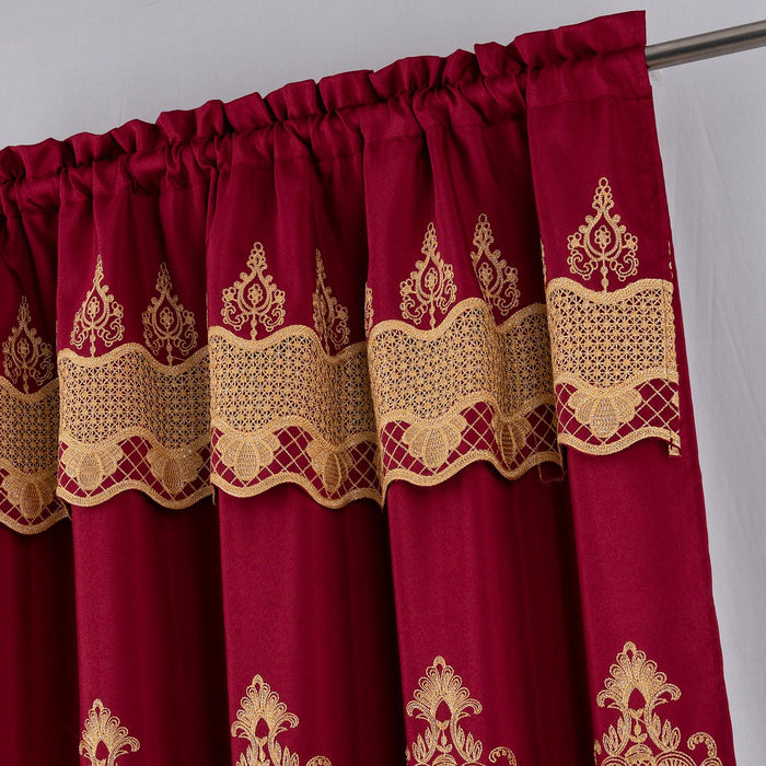 RT Designers Collection Debbie Macrame Construction 3" Rod Pocket Curtain Panel Burg/Gold