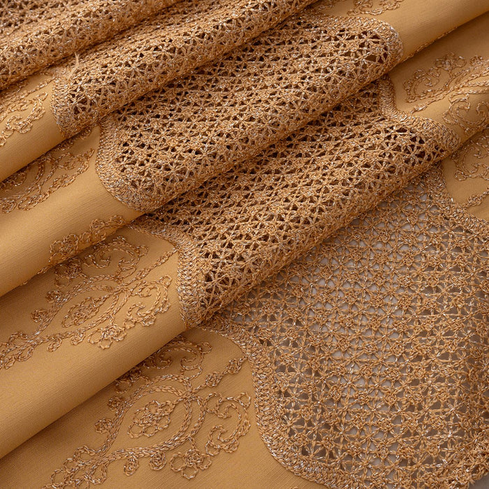 RT Designers Collection Debbie Macrame Construction 3" Rod Pocket Curtain Panel Gold/Gold