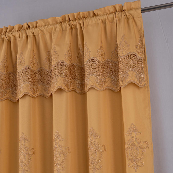 RT Designers Collection Debbie Macrame Construction 3" Rod Pocket Curtain Panel Gold/Gold