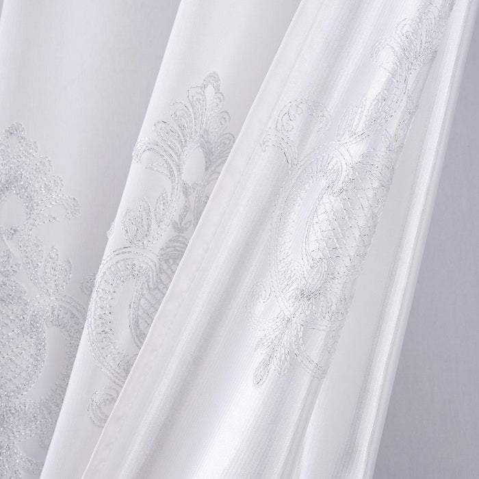 RT Designers Collection Debbie Macrame Construction 3" Rod Pocket Curtain Panel White