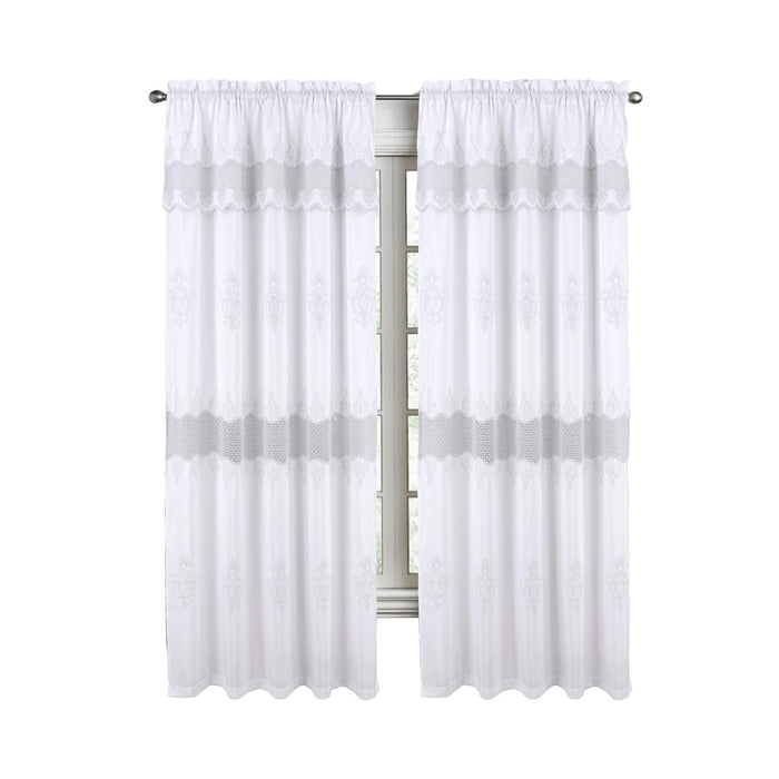 RT Designers Collection Debbie Macrame Construction 3" Rod Pocket Curtain Panel White