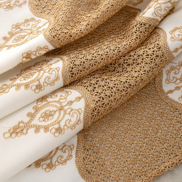 RT Designers Collection Debbie Macrame Construction 3" Rod Pocket Curtain Panel Beige/Gold