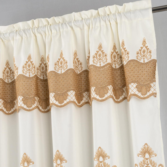 RT Designers Collection Debbie Macrame Construction 3" Rod Pocket Curtain Panel Beige/Gold