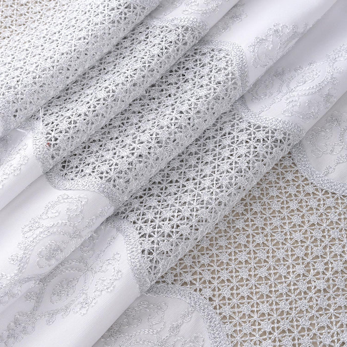 RT Designers Collection Debbie Macrame Construction 3" Rod Pocket Curtain Panel White