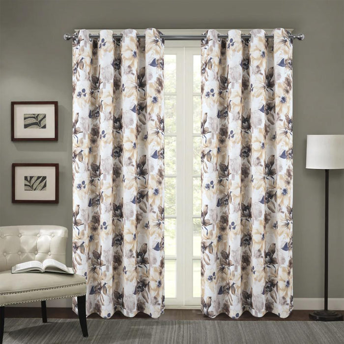 RT Designers Collection Eden Printed Blackout Grommet Window Curtain Panel 54" x 84" Taupe