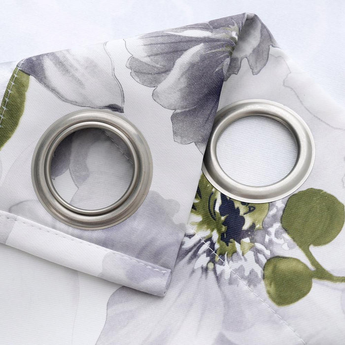 RT Designers Collection Eden Floral Nature Printed 2 Pieces Blackout Grommet Panel Pair 36" x 84" Silver