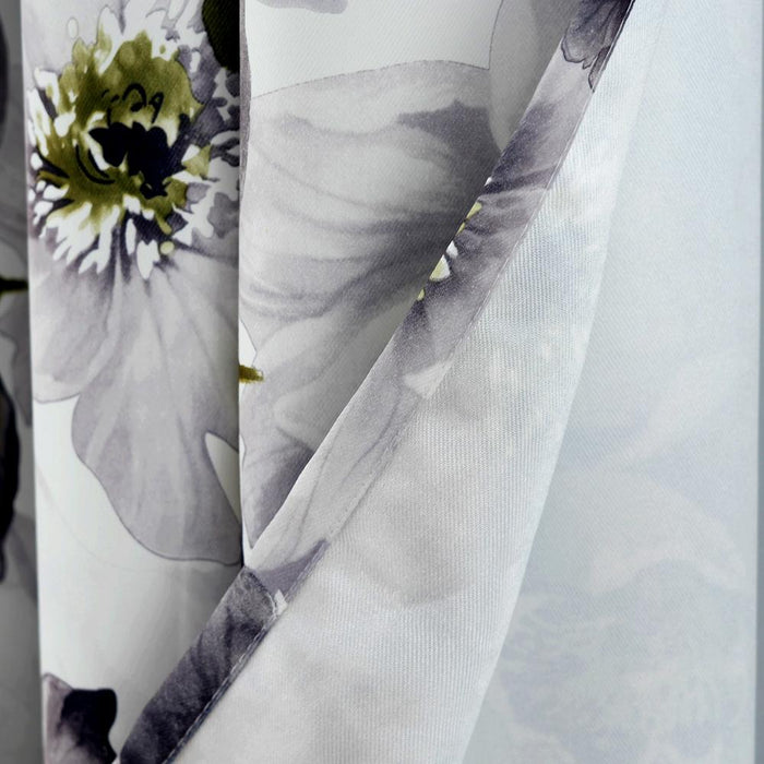 RT Designers Collection Eden Floral Nature Printed 2 Pieces Blackout Grommet Panel Pair 36" x 84" Silver