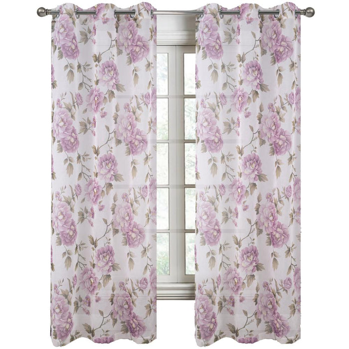 RT Designers Collection Ellie Doily Grommet Light Filtering Window Curtain Panel for Bedroom Lilac