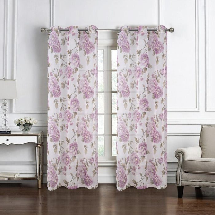 RT Designers Collection Ellie Doily Grommet Light Filtering Window Curtain Panel for Bedroom Lilac