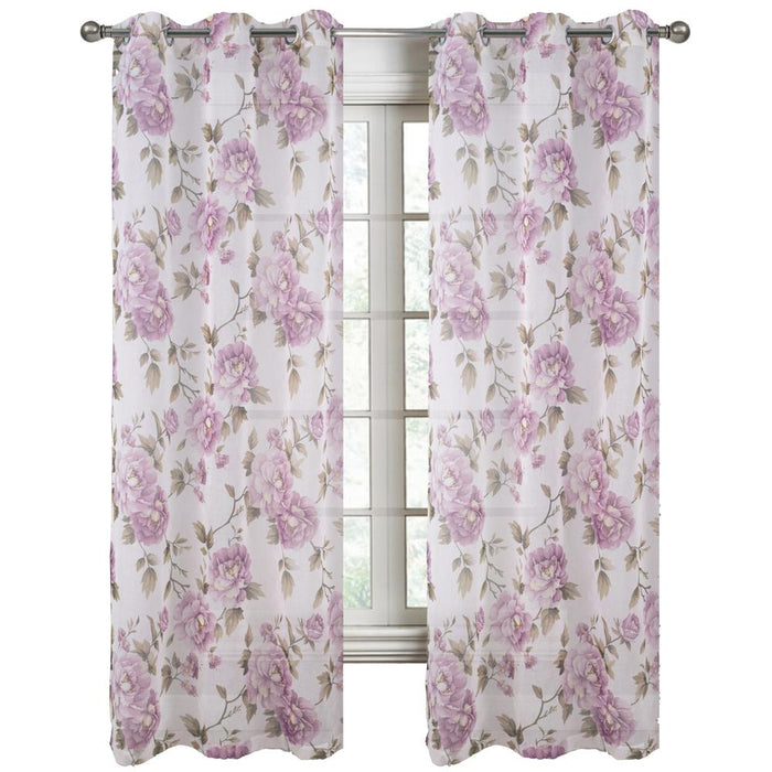 RT Designers Collection Ellie Doily Grommet Light Filtering Window Curtain Panel for Bedroom Lilac
