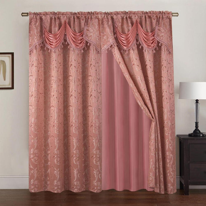 Franklin 2-Piece Rose Grommet Curtain 54" x 84" Rose by Rt Designers Collection