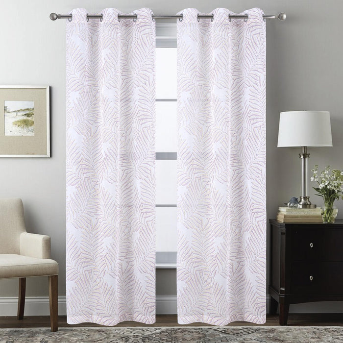 RT Designers Collection Faye Grommet Metallic Sheer Printed Doily Curtain Panel Rose