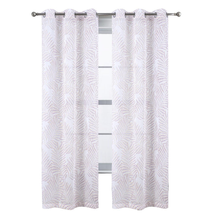 RT Designers Collection Faye Grommet Metallic Sheer Printed Doily Curtain Panel Rose